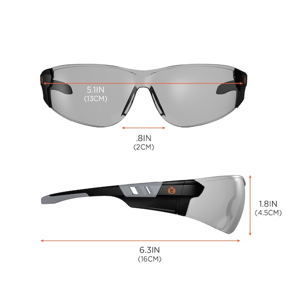 AFAS Frameless Safety Glasses, Matte Black Frame, Indoor/Outdoor Lens,